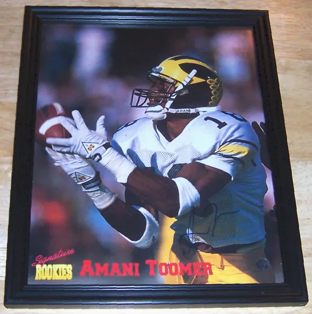 C.O.A. AUTOGRAPHED Amani Toomer University Michigan Signed 8x10 Framed Photo H8