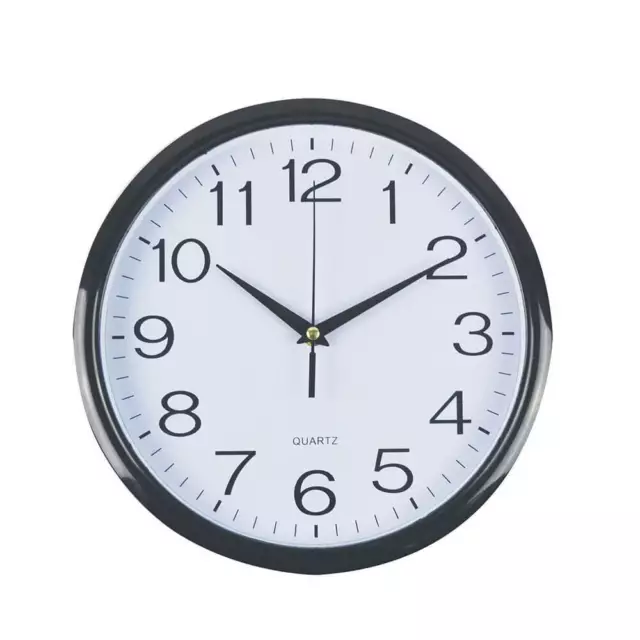 Italplast Plastic White Face And Black Trim Wall Clock 30cm Silent Second Hand