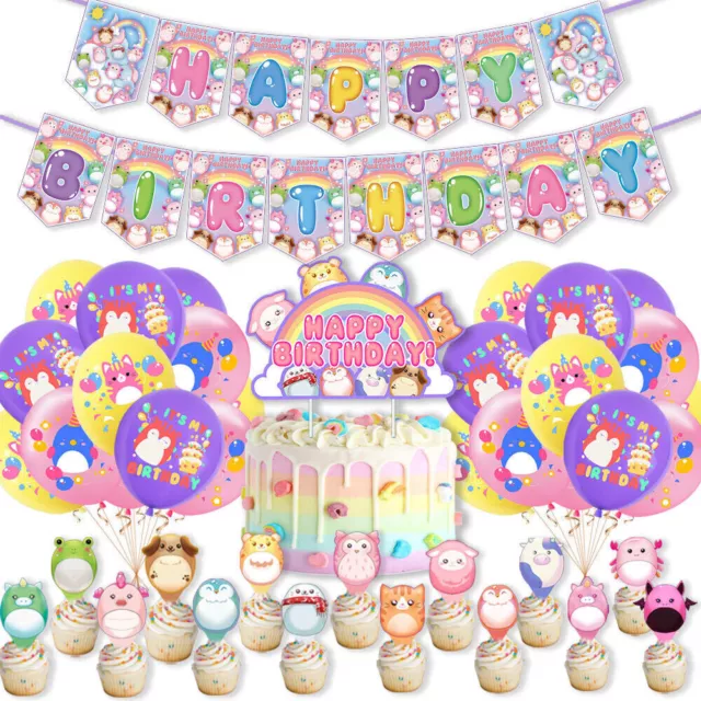 Squishmallows Birthday Party Cake Cupcake Toppers Banner Balloon Decors Supply