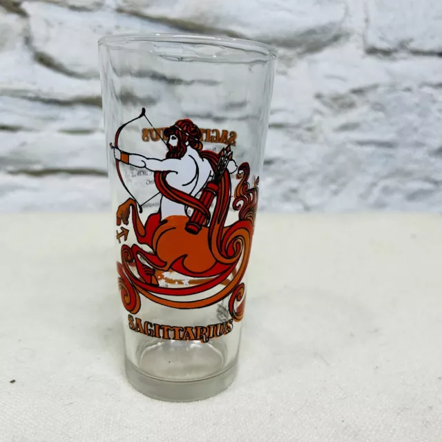 Vtg 1976 Sagittarius Arby's Glass 6" Beverly KMA Zodiac Tumbler Promo Souvenir