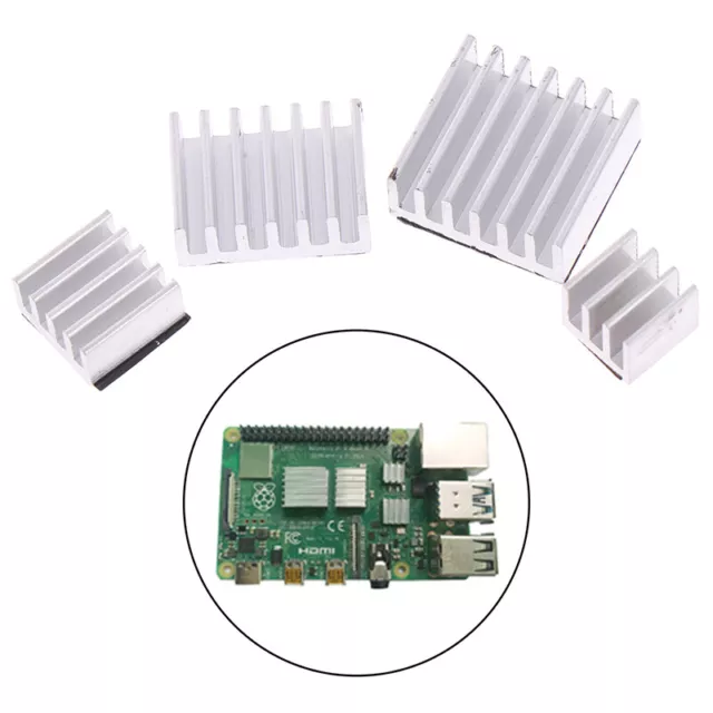 4pcs Aluminum Heatsink Radiator Cooler Kit for Raspberry Pi 4B with Sticker-
