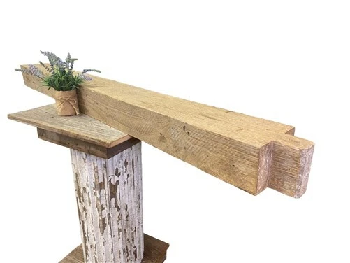 Reclaimed Barn Beam Wood Shelf, Architectural Salvage Fireplace Mantel C5