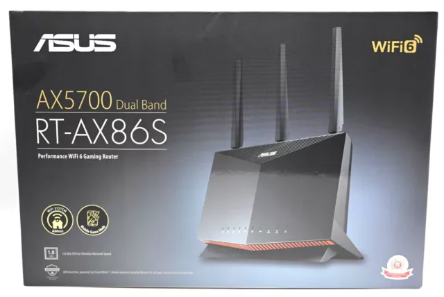 Wireless Router Asus RT-AX86S, AX5700, Wi-Fi 6, Dual-Band, Gigabit- Black