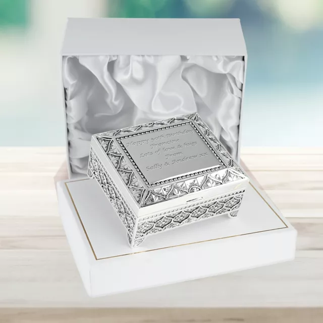 Girl's 50th Birthday Gift Engraved Fiftieth Silver Plated Trinket Box Girl Gifts