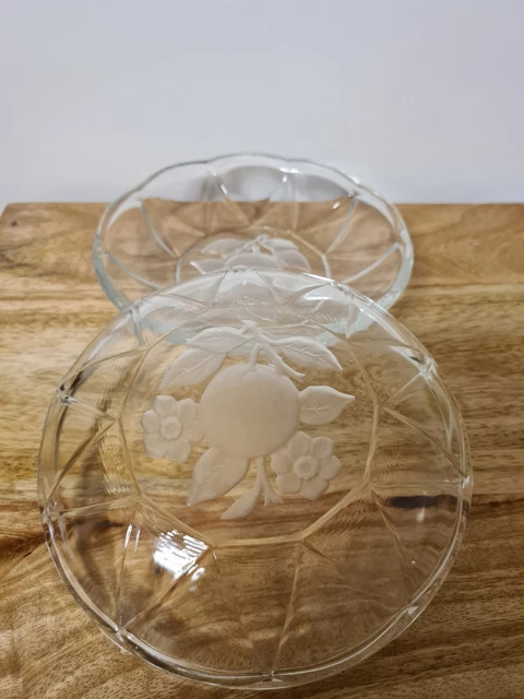 Lot de 8 anciennes coupelles à dessert en verre à contour granité et liserets dorés - vintage
