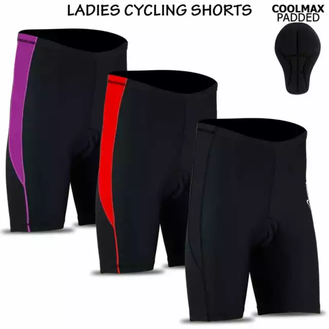 Ladies Cycling Cycle MTB Shorts Long Length Coolmax Anti-Bac Padded,S,M,L,XL New