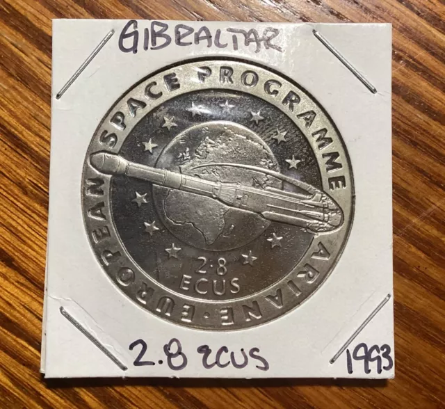 Gibraltar 1993 Ariane European Space Programme 2.8 ECUs Coin (UNC)