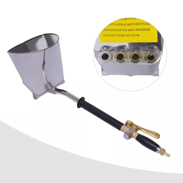 Air Stucco Cement Texture Hopper Sprayer Gun Plaster Wall Plastering Tool 4-Jets