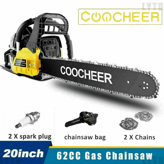 20& CHAINSAW 62CC Petrol Chainsaw Gas Chainsaw, 3.5HP Handheld Gasoline
