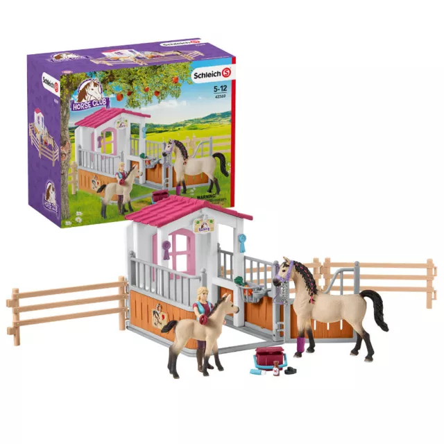 SCHLEICH Horse Club 42369 - Box avec chevaux arabes et soigneuse de chevaux NEUF