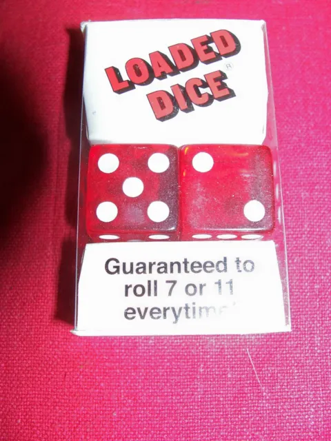 Old NOS 1986 Loaded Dice Koplow Games Rolls 7 or 11 Red Las Vegas Gambling Size