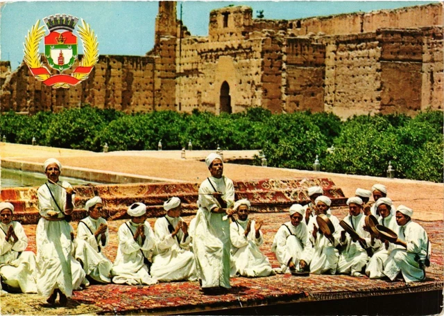 CPM MAROC Scene du Folklore de Marrakech et Armoiries de la Ville (342435)