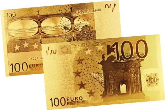 100 Euro Gold Banknote - Geldschein - Vergoldet - Selten