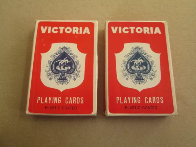 2 X PACKS New Victoria Red & Blue Multi Colour Back Plastic Coated Playing  Cards £7.00 - PicClick UK