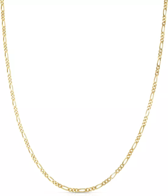 Floreo 14k Yellow Gold 1.3mm Solid Figaro Chain Necklace