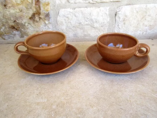 Russel Wright Iroquois Casual Ripe Apricot Set of 2 Coffee Cups/Saucers