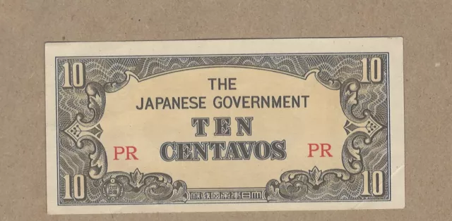 WWII Era Japanese Government Occupation 10 Centavos Philippines UNCIRC (O29)