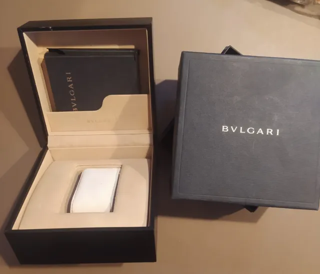 Bulgari Watch Box in pelle nera Made In Italy + Contro scatola + Istruzioni