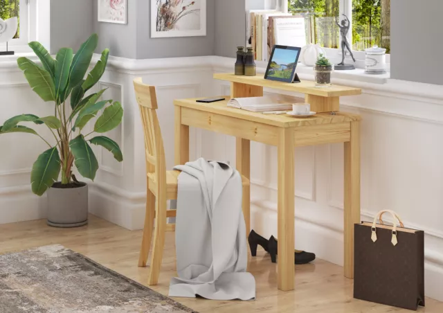 Support d'écran rehausse de table en pin naturel 100 cm 2