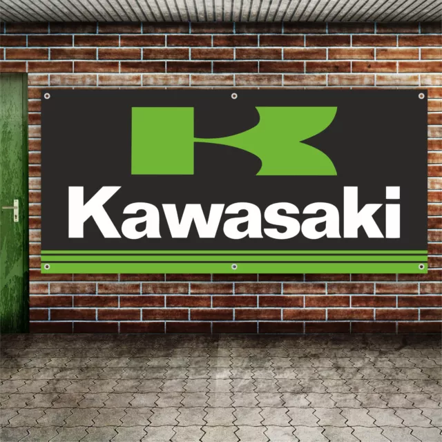 Kawasaki Motorcycle Logo PVC Banner - Garage Workshop Sign - Trackside Poster 2