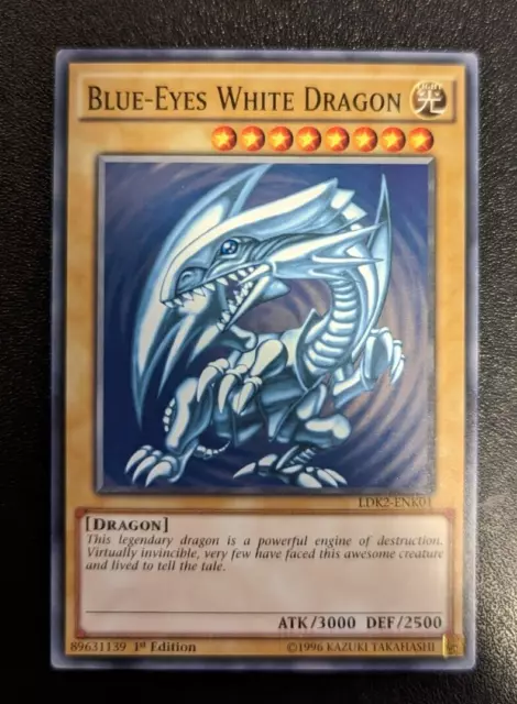 LDK2-ENK01 Blue-Eyes White Dragon Common Yugioh Card - Anime Art - VLP/LP