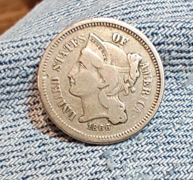 1866 Three Cent Nickel U-Grade Really Nice U-Get Actual coin seen
