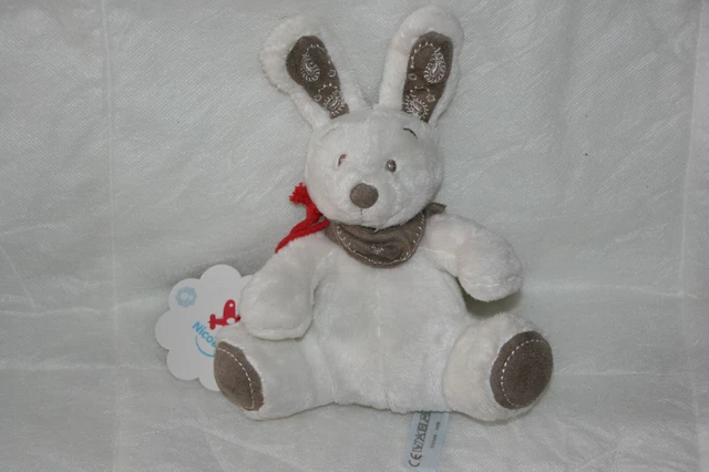 Nicotoy Simba Toys Doudou Lapin Blanc Bandana Marron 20 Cm Assis Neuf
