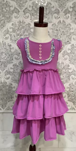 Matilda Jane Sz 6 Fuchsia Ruffled Tiered Dress Girls