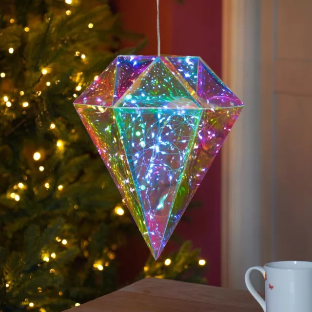 30cm Batterie Noël Dream Diamant Lumière LED Iridescent Décoration Tenture