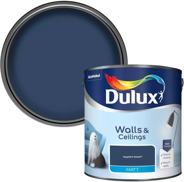 Dulux 5293076 Walls & Ceilings Matt Emulsion Paint Sapphire Salute 2.5 Litres