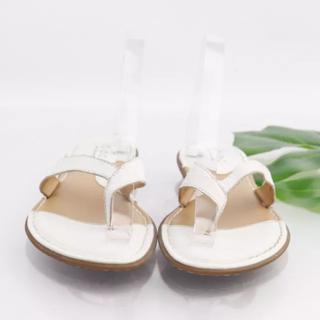 Born Women's Sandal Size 9 White Leather Thong Flip Flop Slide Comfy Bridal 3