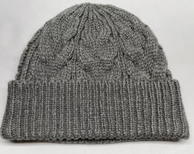 Gap Kids Wool Blend Beanie Hat ONE SIZE Grey Cable Knit