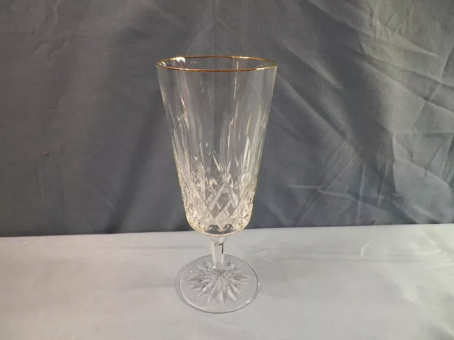 Waterford Clear Crystal Gold Rimmed Lismore Tall Iced Tea Glass Goblet 7 3/4"