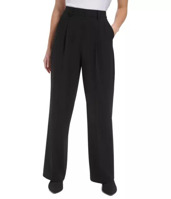 Calvin Klein Wide Leg Pants w/Pleat Color Black Size 8 x 32