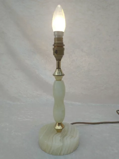 Vintage Pale Green Onyx/Brass Table Lamp Mid Century - Elegant  - Super Markings