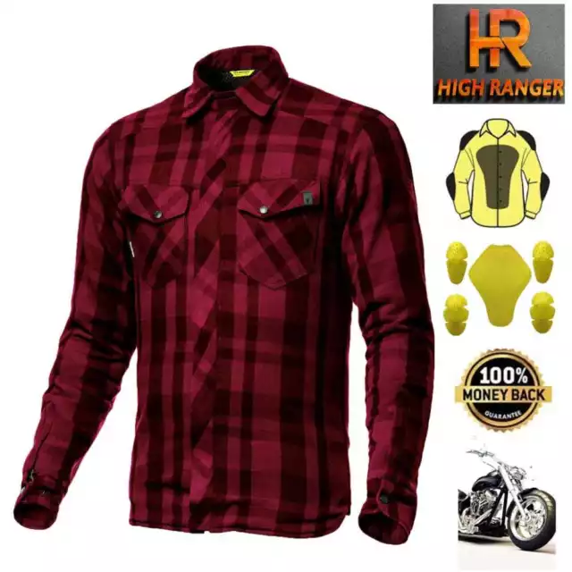 Men Motorbike Flannel Lumberjack Shirts Reinforced with DuPont™ Kevlar® fiber