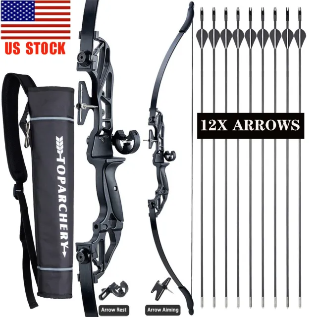 Archery 54" Takedown Recurve Bow /12X Target Arrows /Quiver for Adult Beginner
