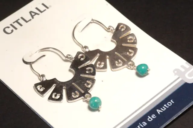 $360 New Citlali Turquoise Francisco Sanchez Mexico Dangle Earrings