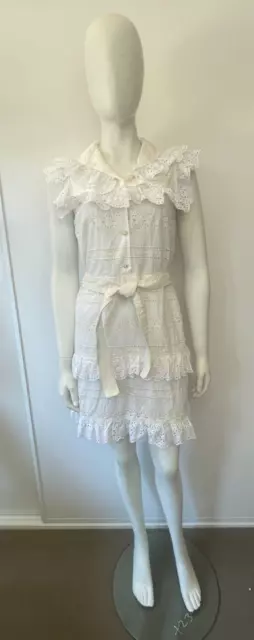 Sandro Paris WhiteRuffle Lace Button Front Dress Size  Small S or AU 8 or US 4