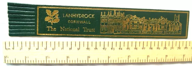 Vintage: green leather bookmark - Lanhydrock, Cornwall, the National Trust