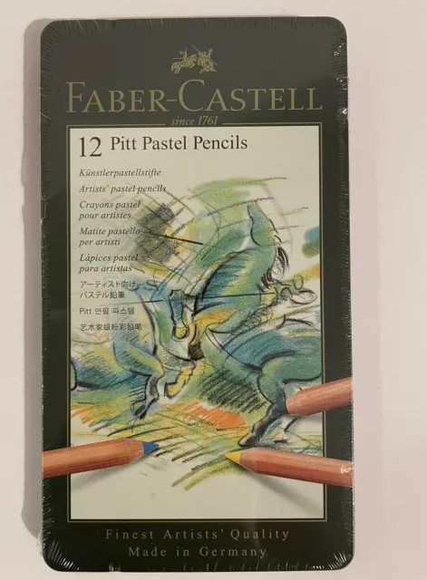 Faber-Castel FC112112 Pitt Pastel Pencils in A Metal Tin (12 Pack), Assorted