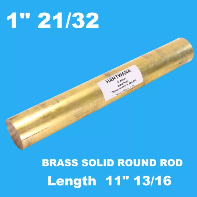 1" 21/32 BRASS SOLID ROUND ROD Length11"13/16 Lathe Round Bar Stock 42mmx300mm