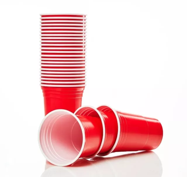 200 Pack 12oz Shine Red Reusable Party Plastic Cups, Pong Cups CHEAPEST IN UK