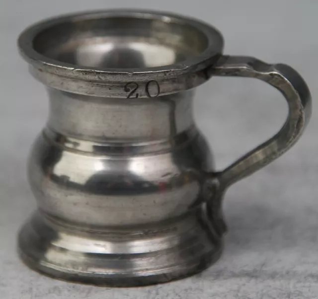 FINE ANTIQUE PEWTER 1/20 PINT TANKARD MUG MEASURE CUP BY HARRY MASON LTD c1930