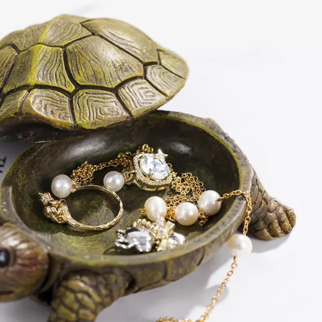 Figurine de tortue en résine, organisateur de boîte à bijoux, bague, collier,