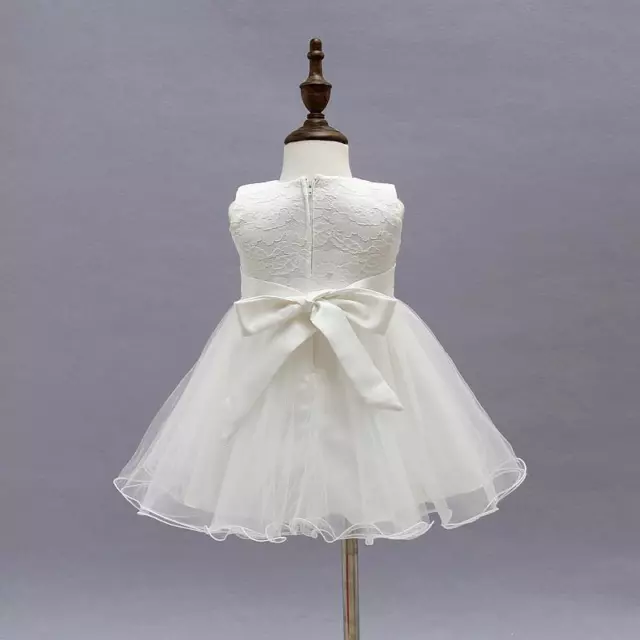 Elegant Bow Christening Gown Lace Baptism Dress Baby Christening Dress with Cape 3