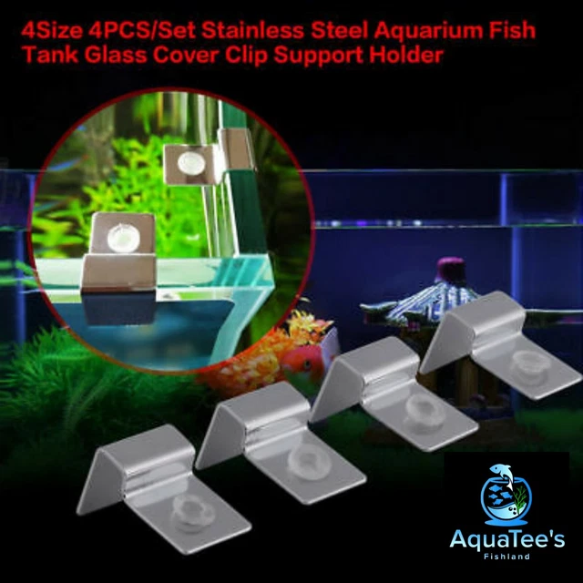 4x/Set Stainless Steel Aquarium Fish Tank Glass Cover Clip Support Holder 4 Size