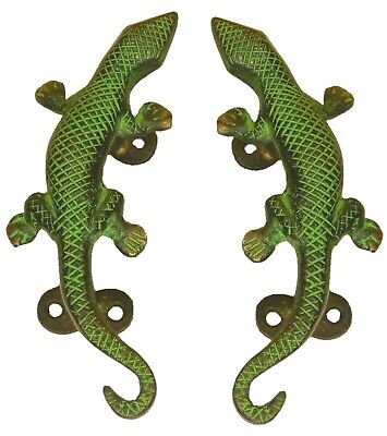 Carved Lizard Shape Door Handle Vintage Antique Style Handmade Brass Pull Knob