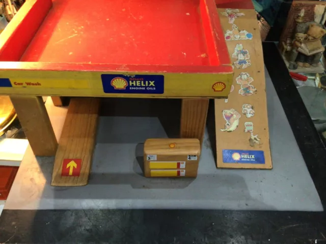 Vintage Shell Helix Wooden Service Station and Parking Lot