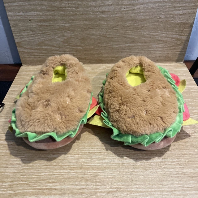FOODIE CHEESEBURGER HAMBURGER Kids Slippers House Shoes Cushioned